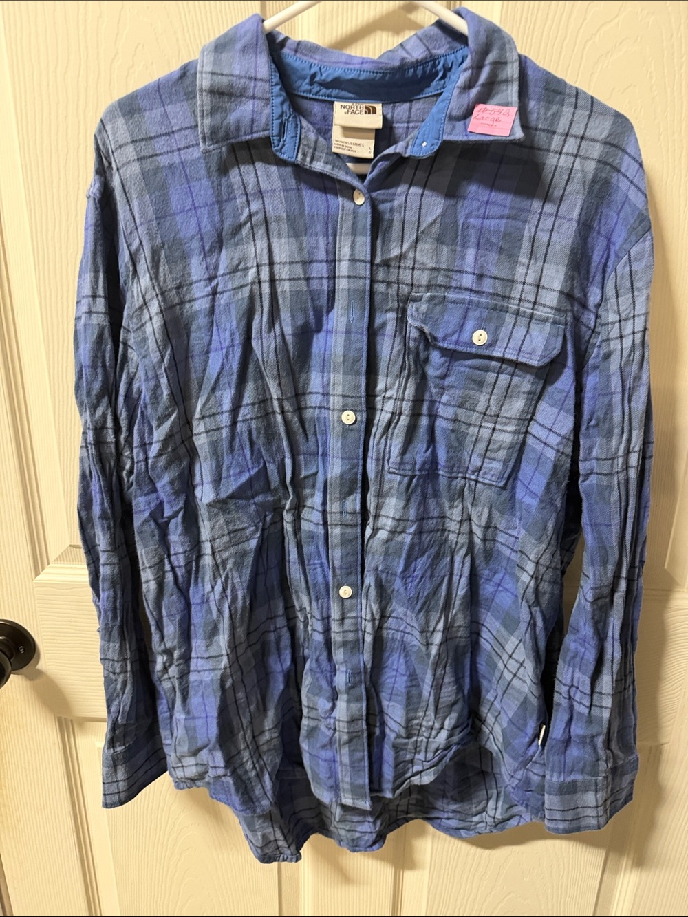 The North Face womens Blue Plaid Button-Up Shirt Jacket